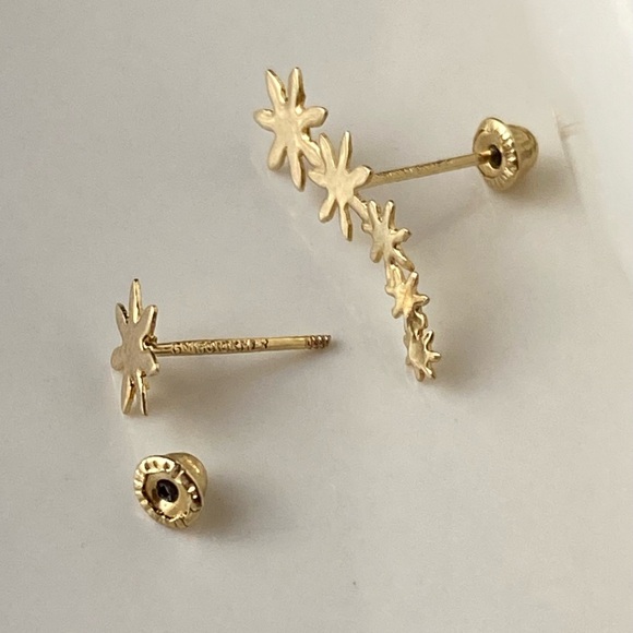 10k Solid Gold Earrings / Gold Piercing Stud Earrings / Waterproof Earrings - Picture 10 of 14
